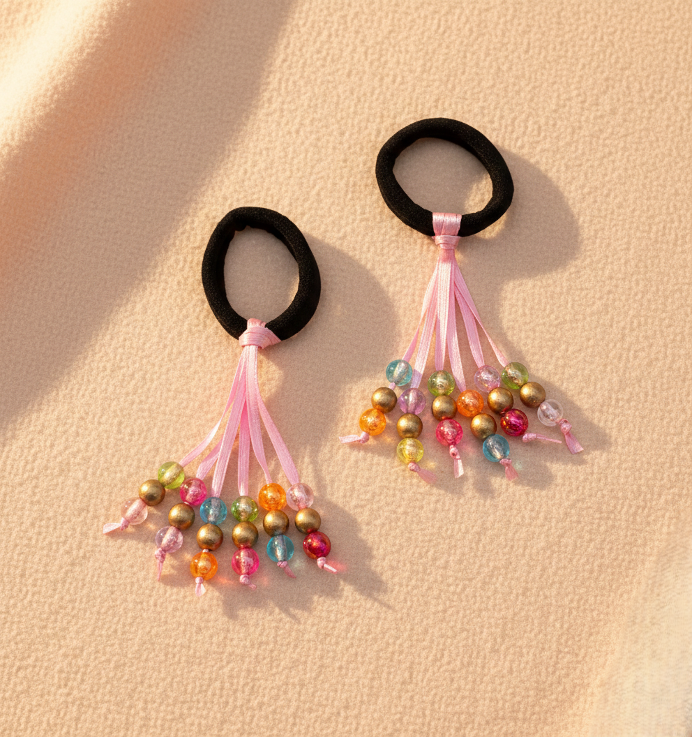 Dangling Beaded Rubberbands Set Of 2
