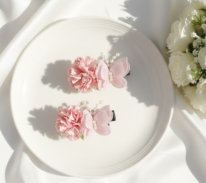 Kids Butterfly Clips - Pink