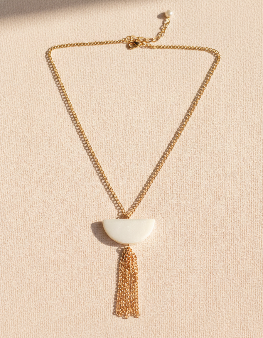 Image of Crescent Tassel Necklace