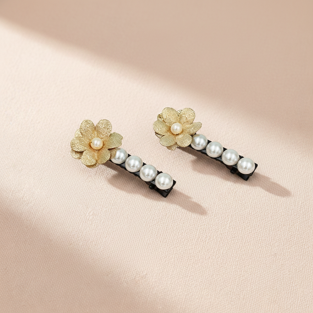 Kids Floral & Pearl Clips