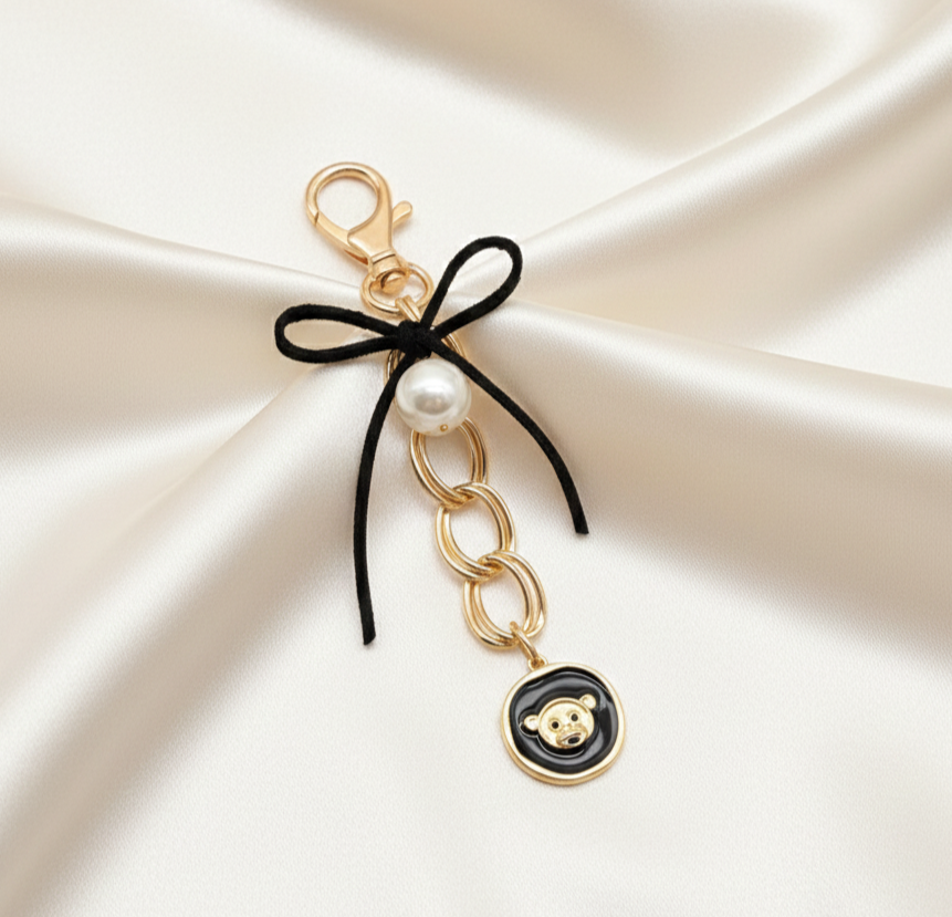 Sable Teddy Charm & Bow Detailed Bag Charm