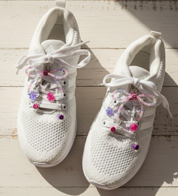 Kids Smiley & Charms Beaded Bows Shoe Charms Set