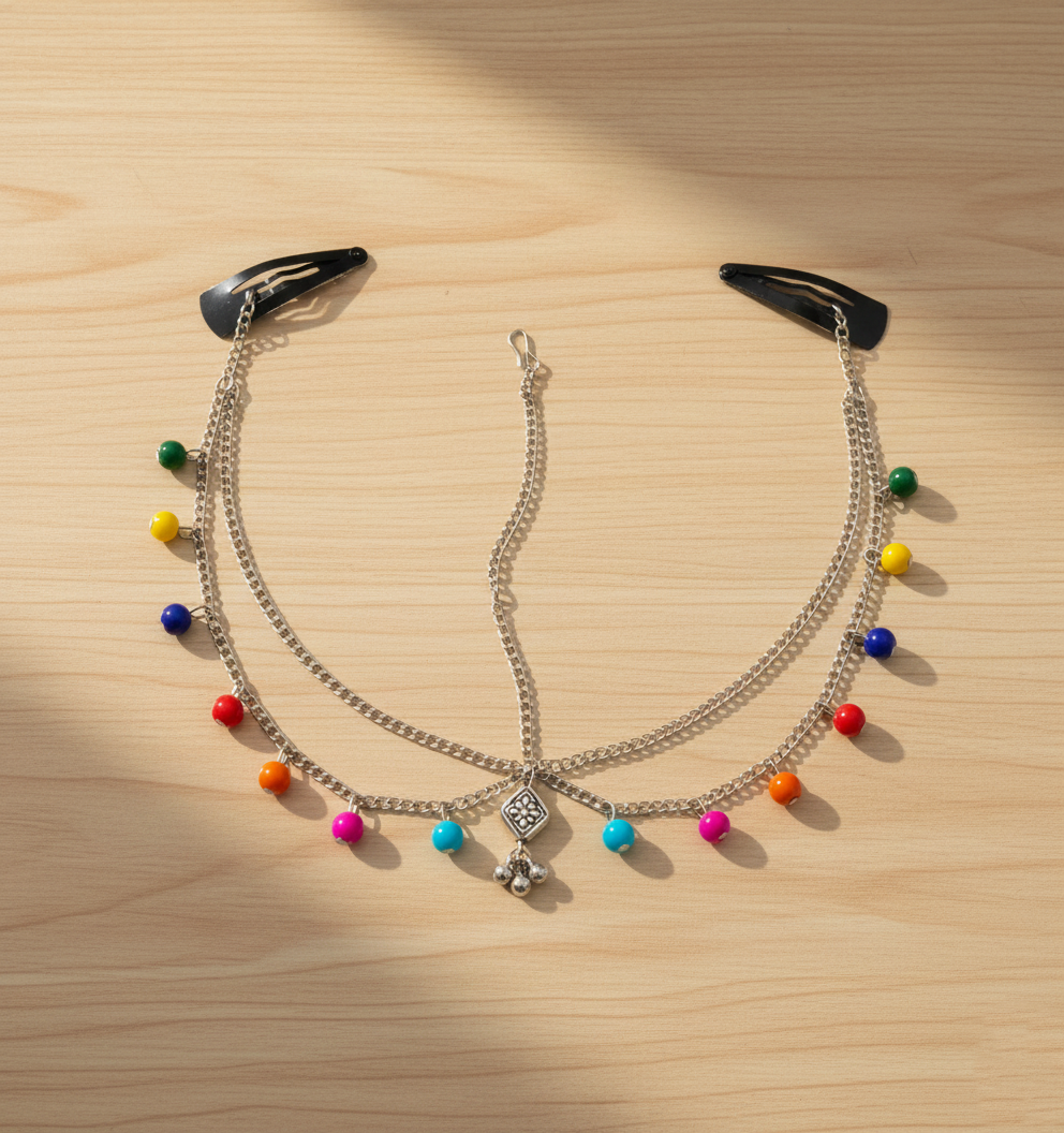 Kids Multi Beaded Oxidised Head Chain