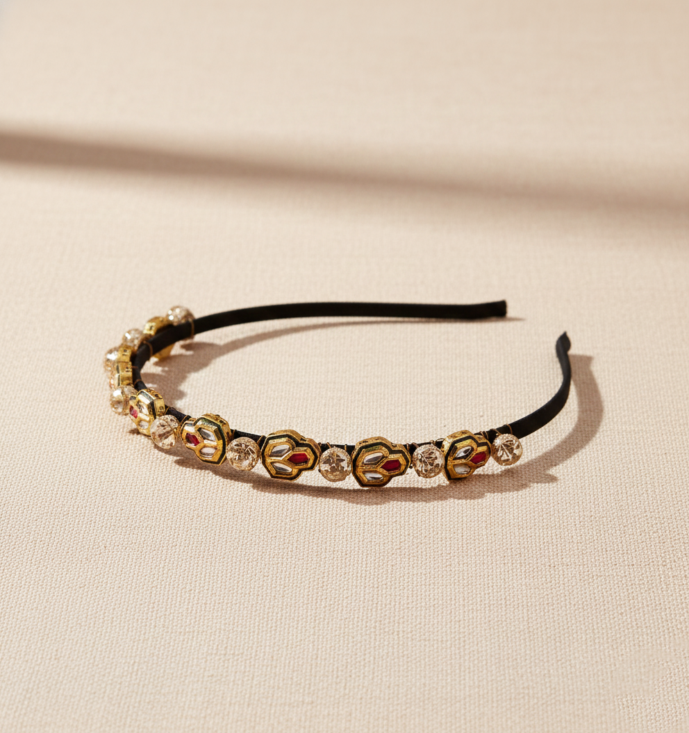 Kids Jewelled Kundan & Filigree Beads Detailed Hairband