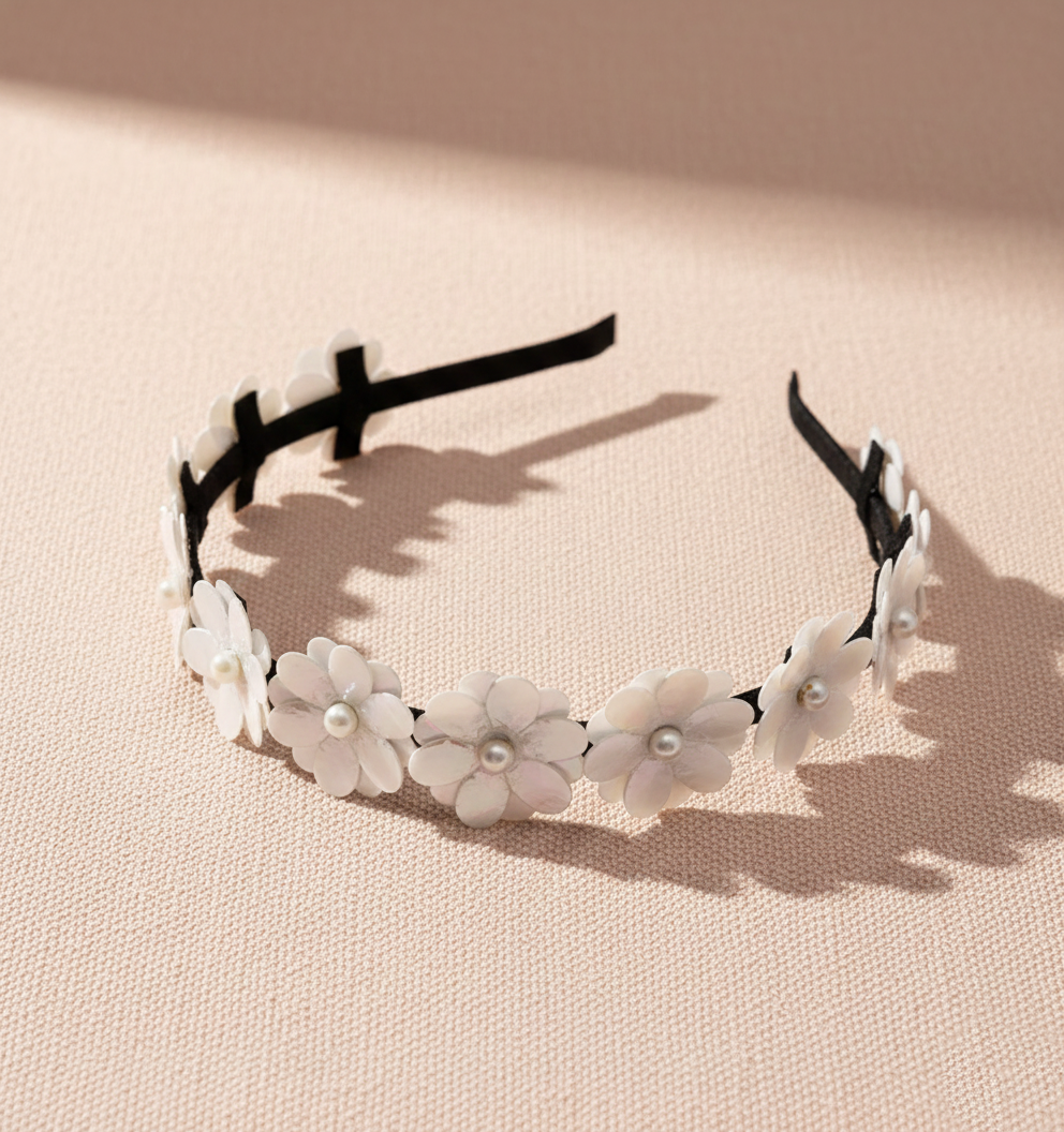 Kids Glam Metallic Flower Hairband