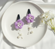 Kids Pearl Dangle Flower Clips - Mauve
