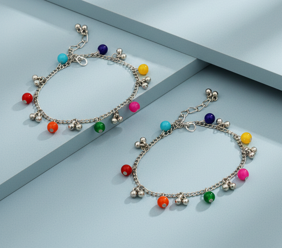 Kids Rangeeli Dangling Beads Detailed Anklets