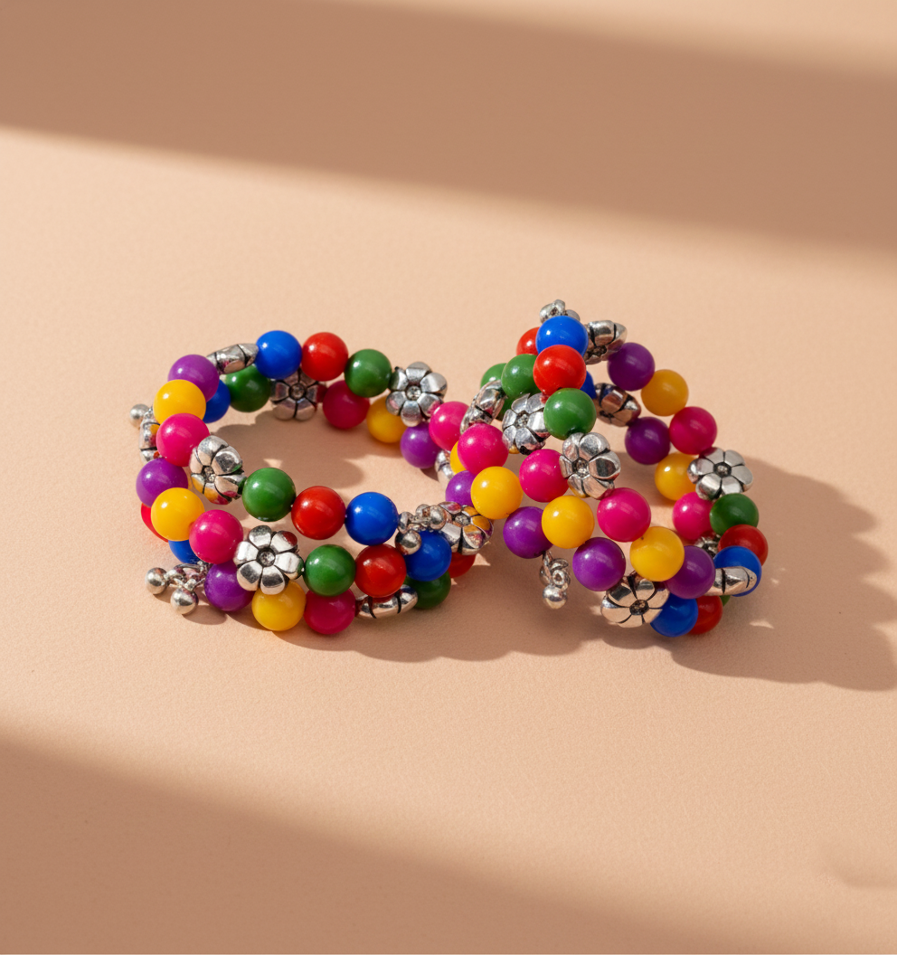 Kids Beaded Spiral Bracelets Set- Multi colour
