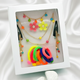 Gift Set Of Beaded Necklace, Bracelet & Dangling Clips, 2 Finger Rings & 6 Pom Pom Rubberbands