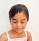 Kids Kundan & Crystals Drop Maang Teeka- Dark Pink