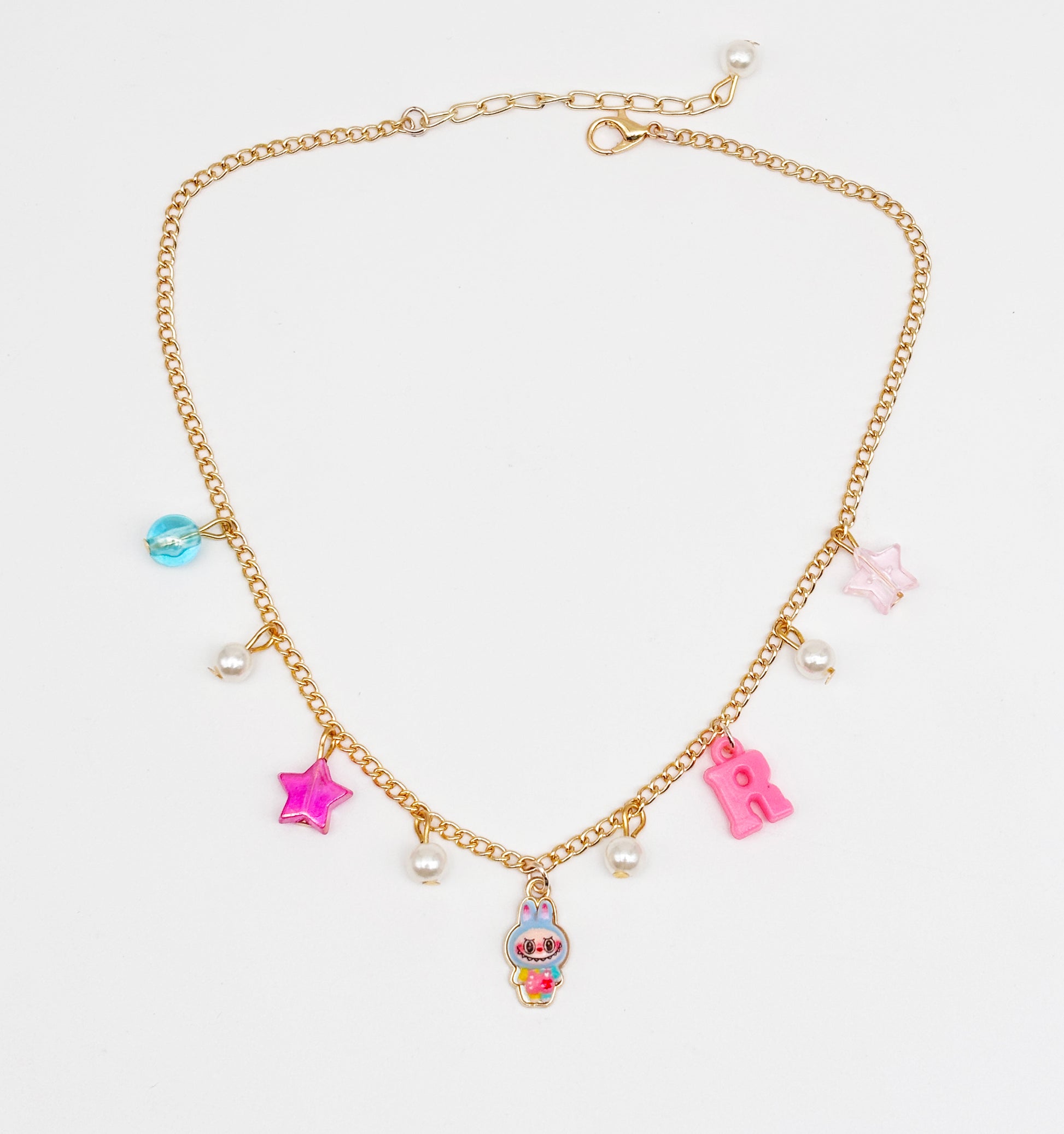 Labubu Personalised Charmed  Necklace- Multicoloured