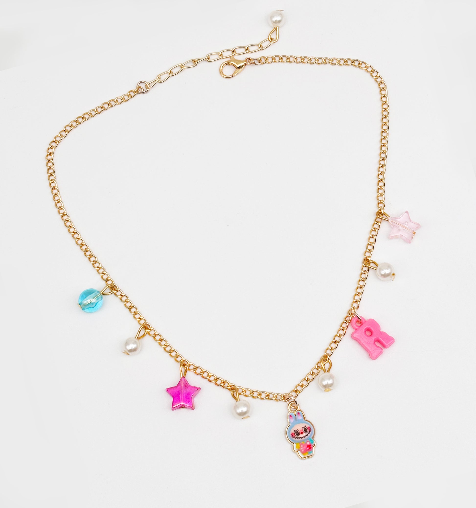 Labubu Personalised Charmed  Necklace- Multicoloured
