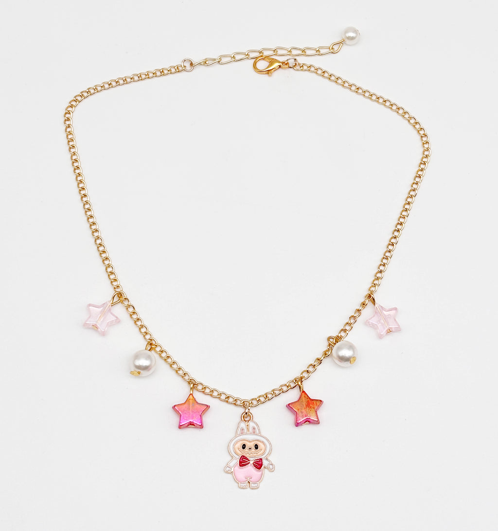 Labubu Charmed Star Necklace- Red