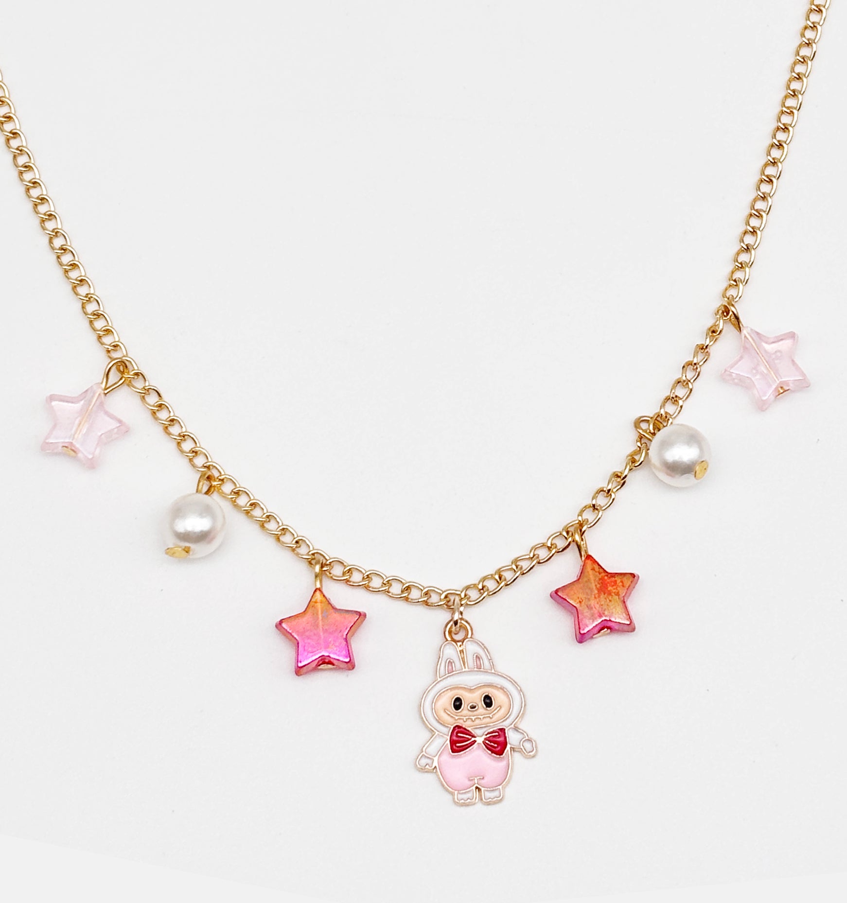 Labubu Charmed Star Necklace- Red