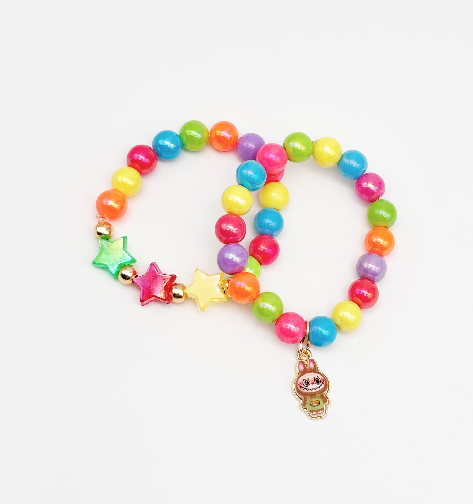 Labubu Rainbow Stretch Bracelet Set- Multicoloured
