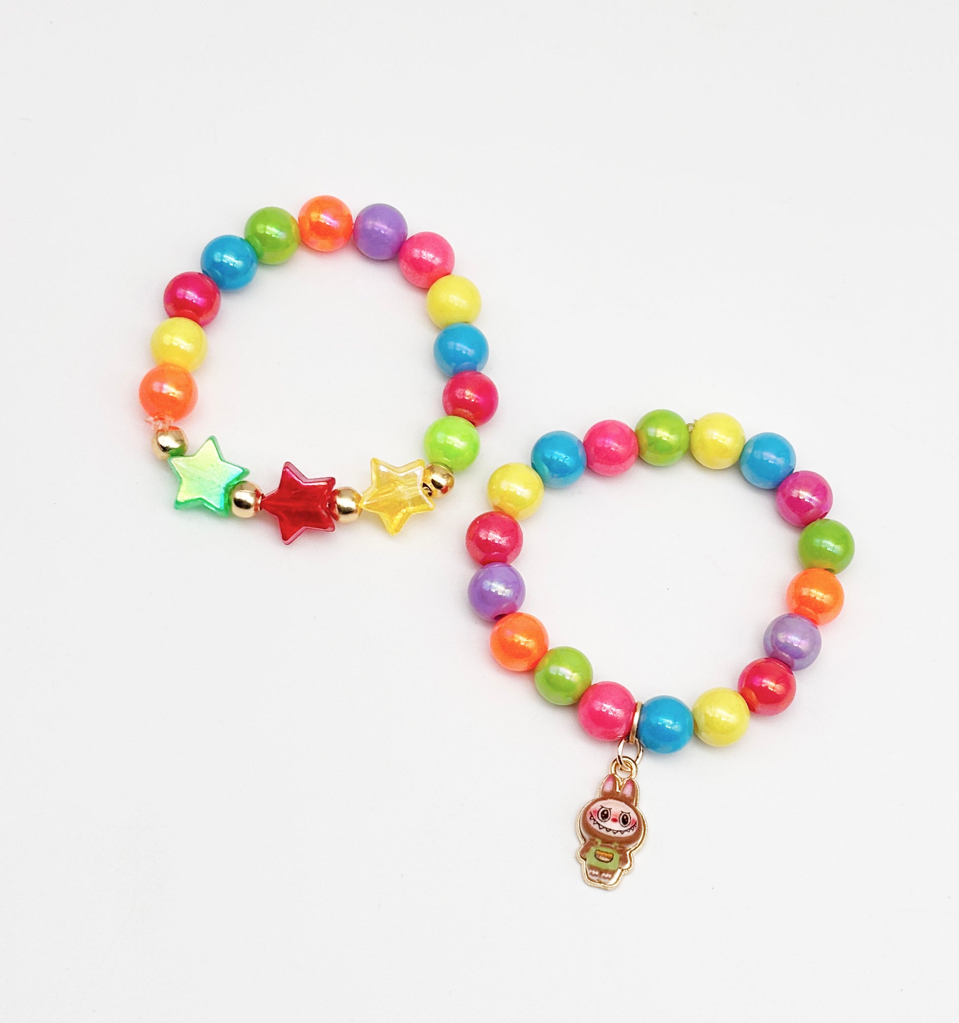 Labubu Rainbow Stretch Bracelet Set- Multicoloured