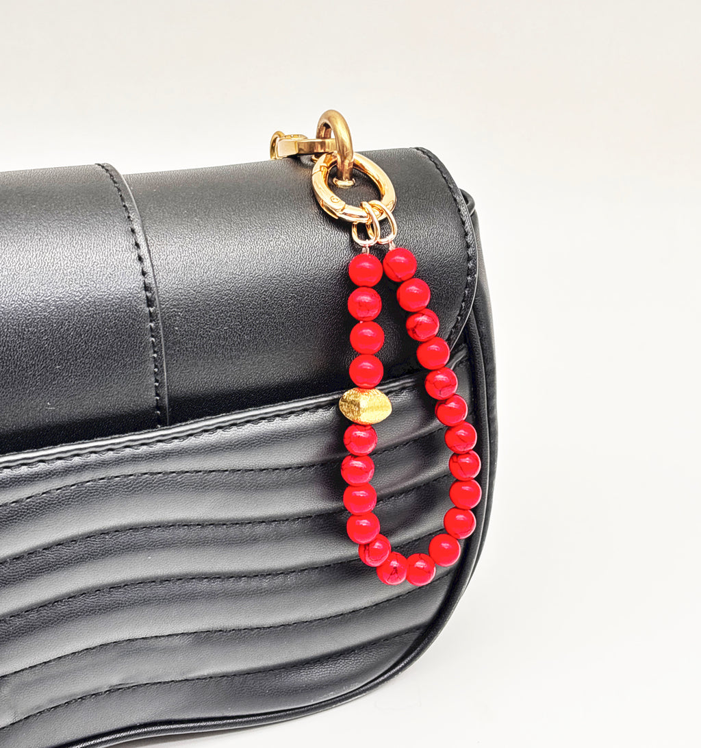Crimson Stone Beads Detailed Bag Charm