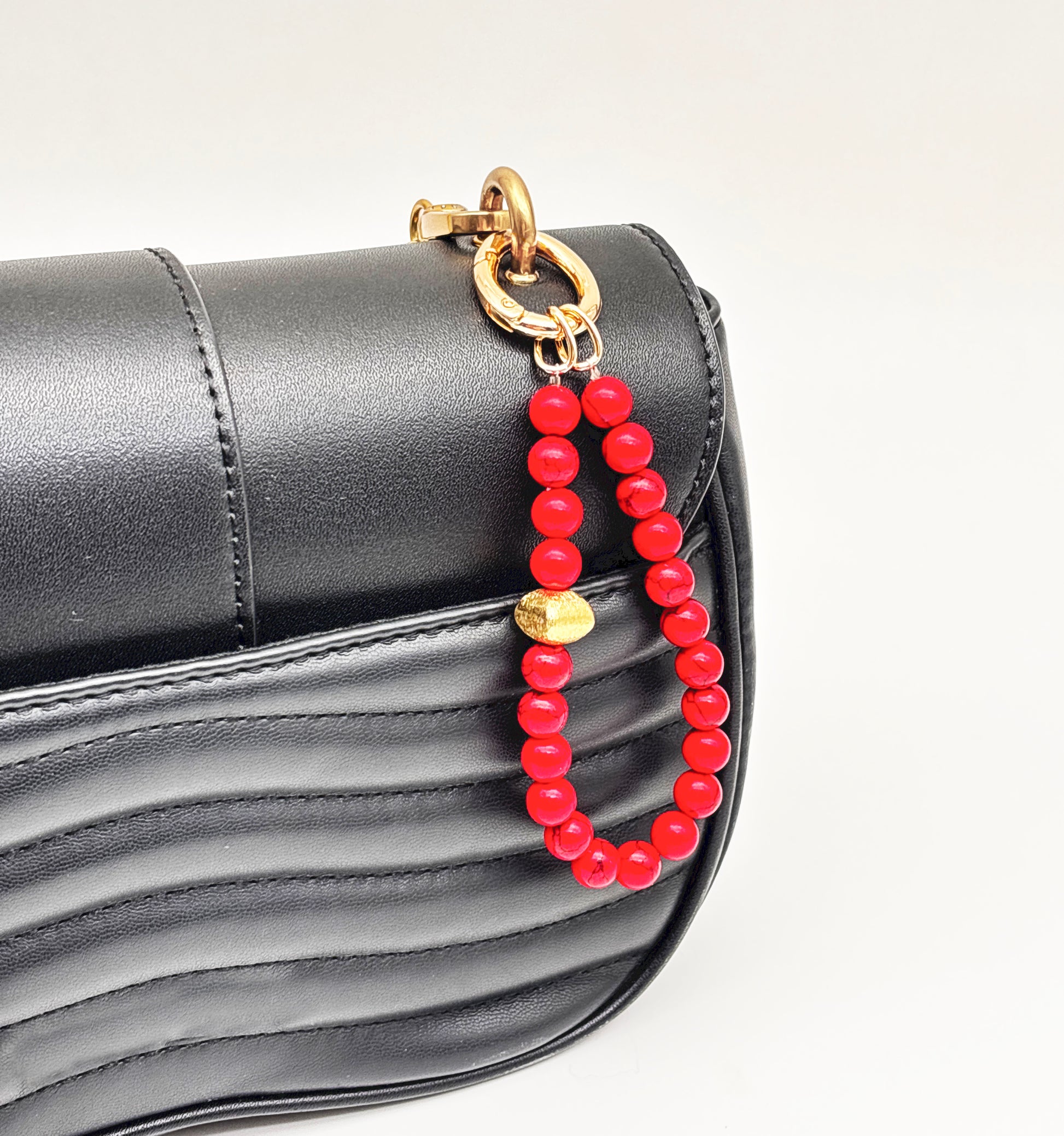 Crimson Stone Beads Detailed Bag Charm