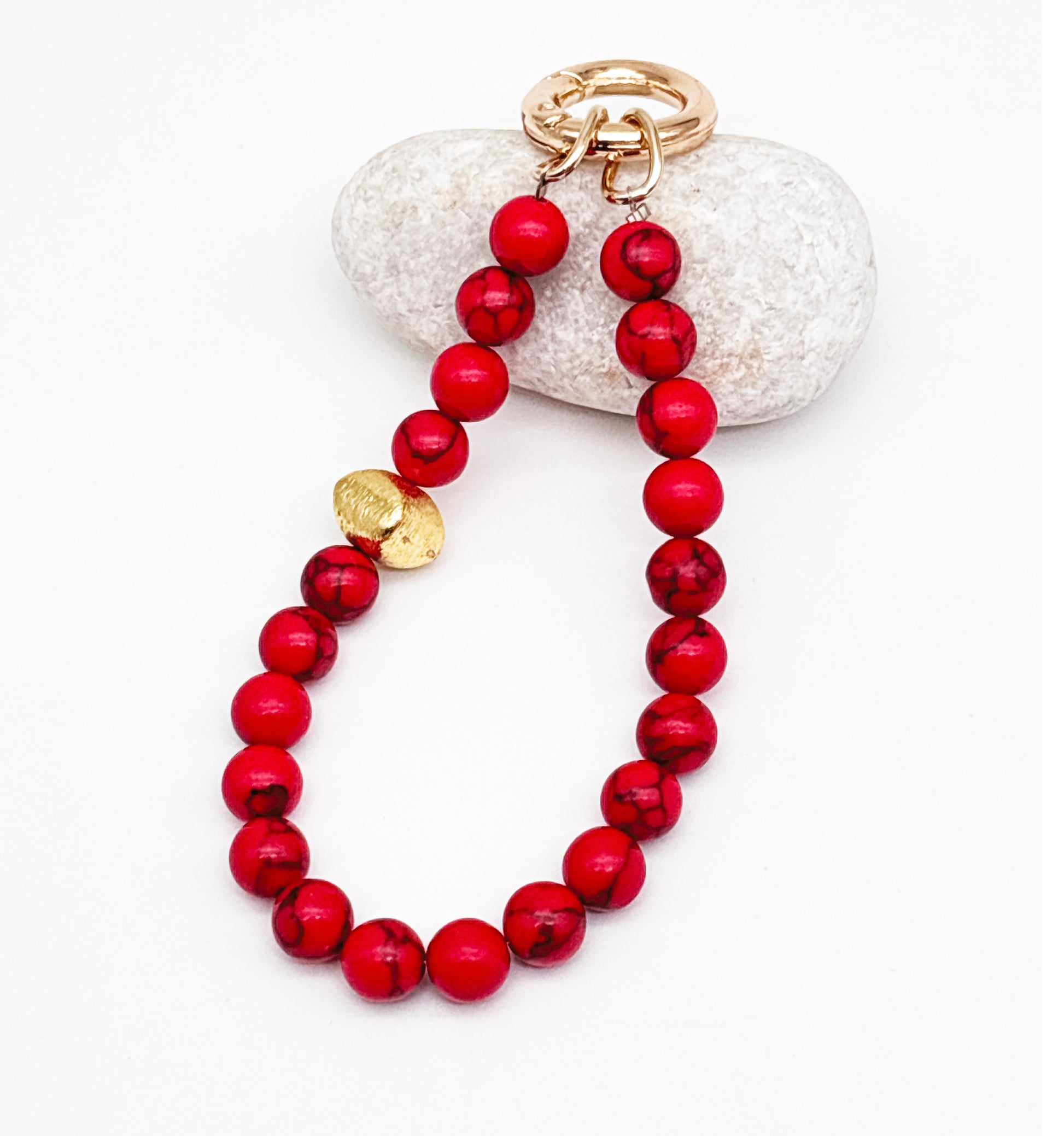 Crimson Stone Beads Detailed Bag Charm