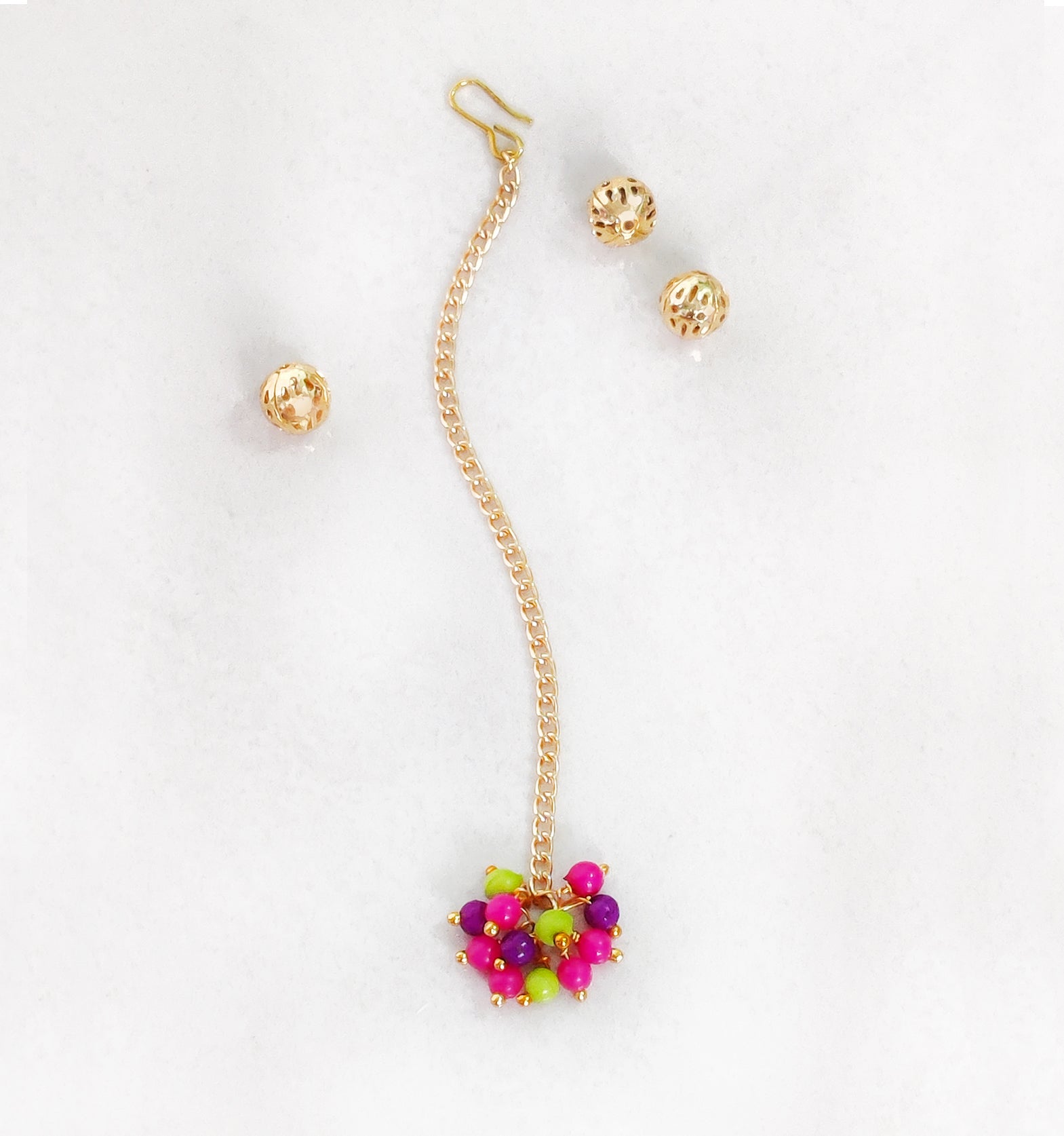 Beaded Maang Teeka- Multicoloured