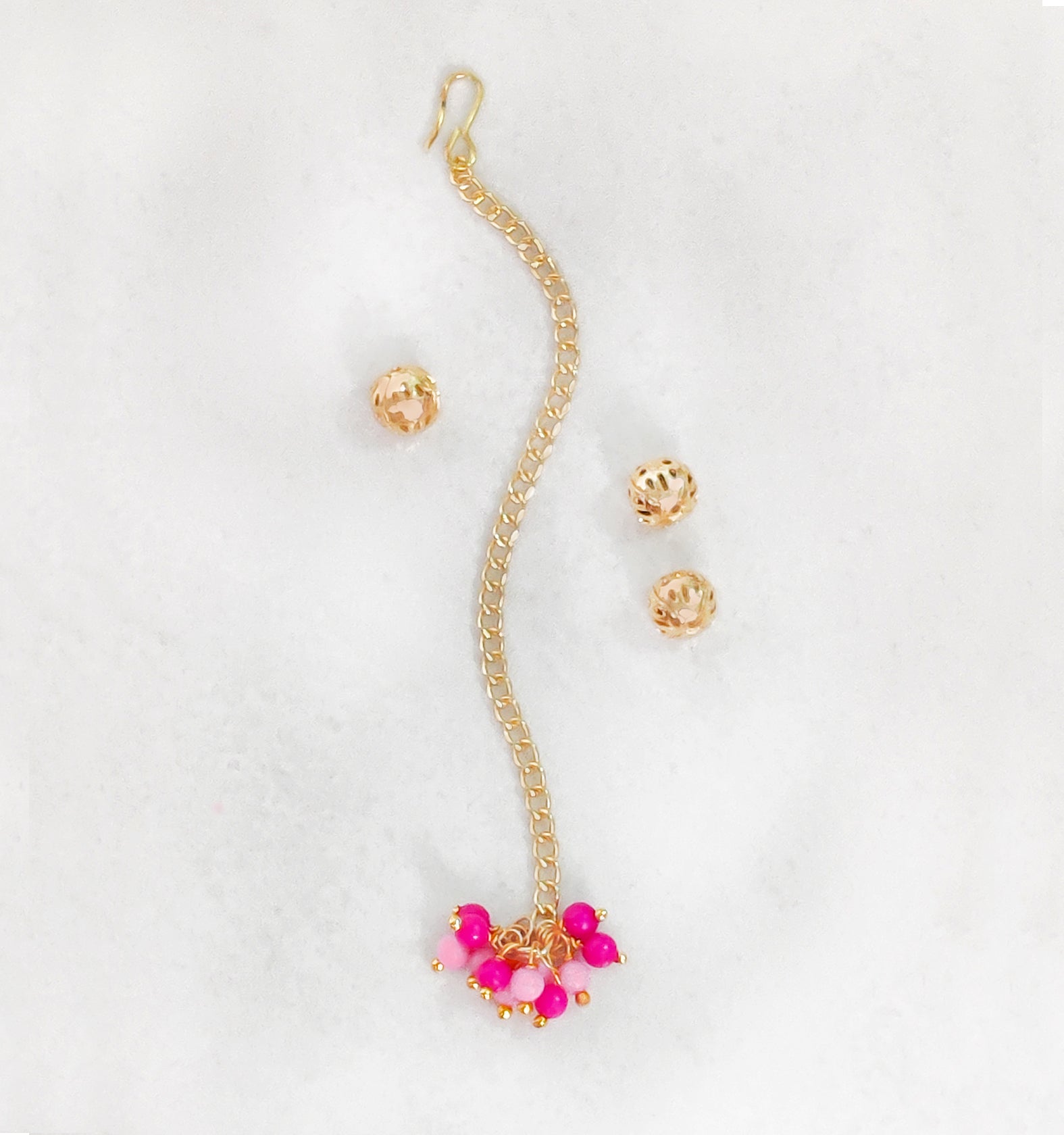 Beaded Maang Teeka- Pink