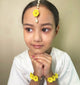 Kids Gul Floral Bracelets & Maang Teeka Set - Yellow