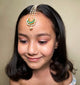 Kids Chand Kundan & Pearls Passa Maang Teeka - Dark Green