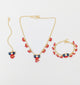 Kids Lotus Meenakari Lotus Necklace, Bracelet & Maang Teeka Set (Blue)