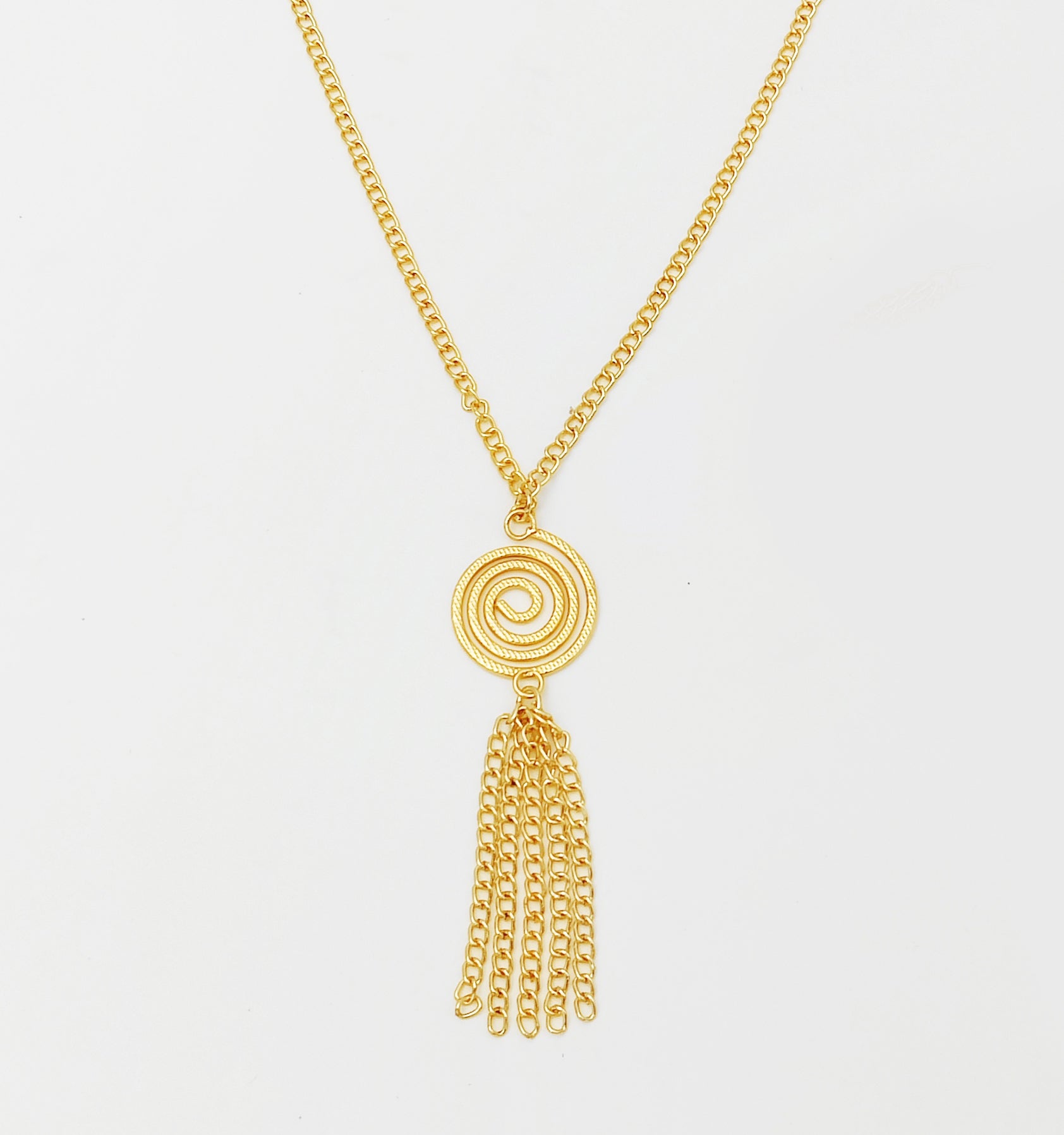 Swirl & Tassel Chain Necklace & Bracelet Set