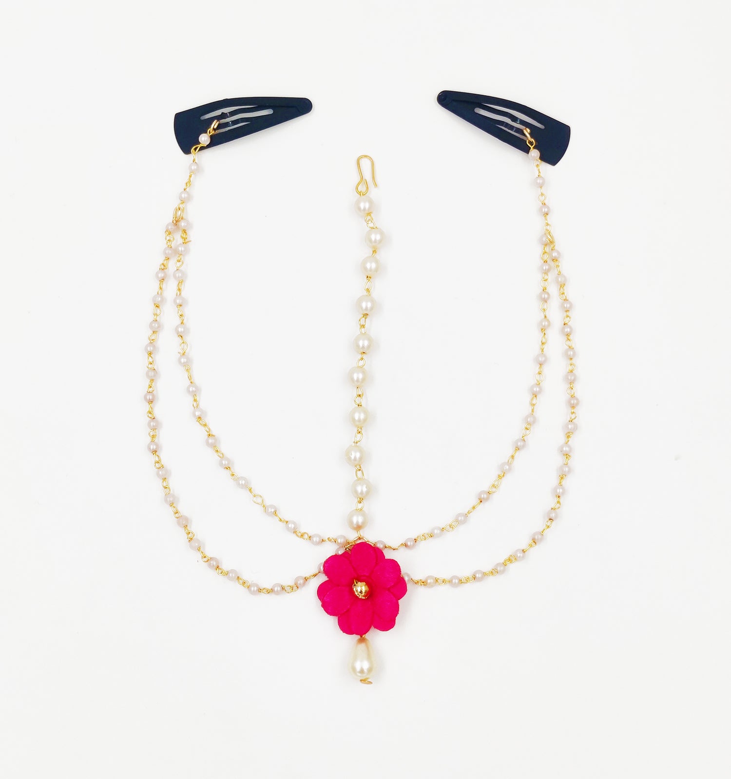 Nargis Floral Head Chain, 2 Bracelets & Necklace Set