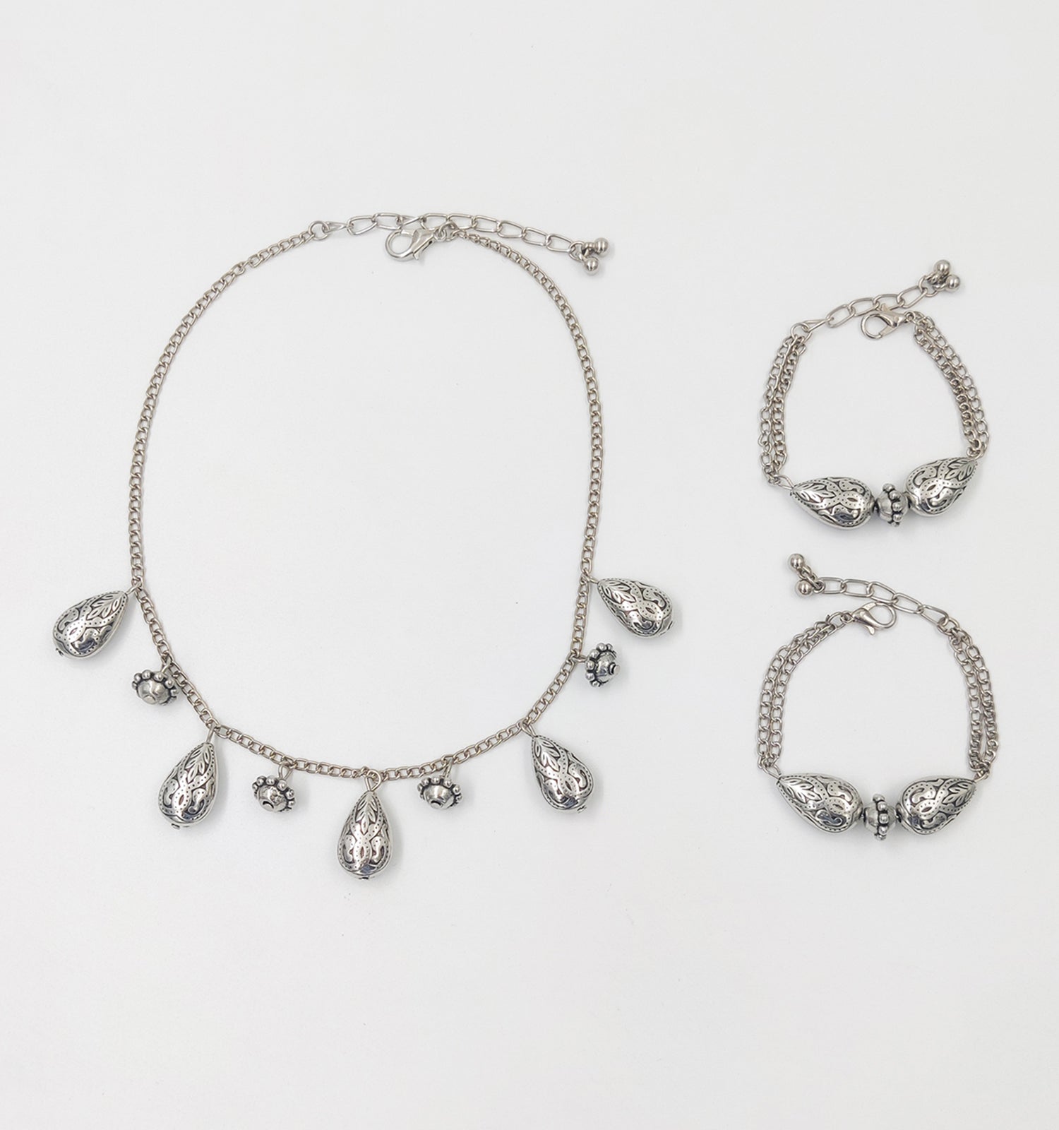 Image of Chandani Dangling Beads Necklace, 2 Bracelets & Head Chain Set