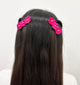 Kids Floral Clips - Dark Pink