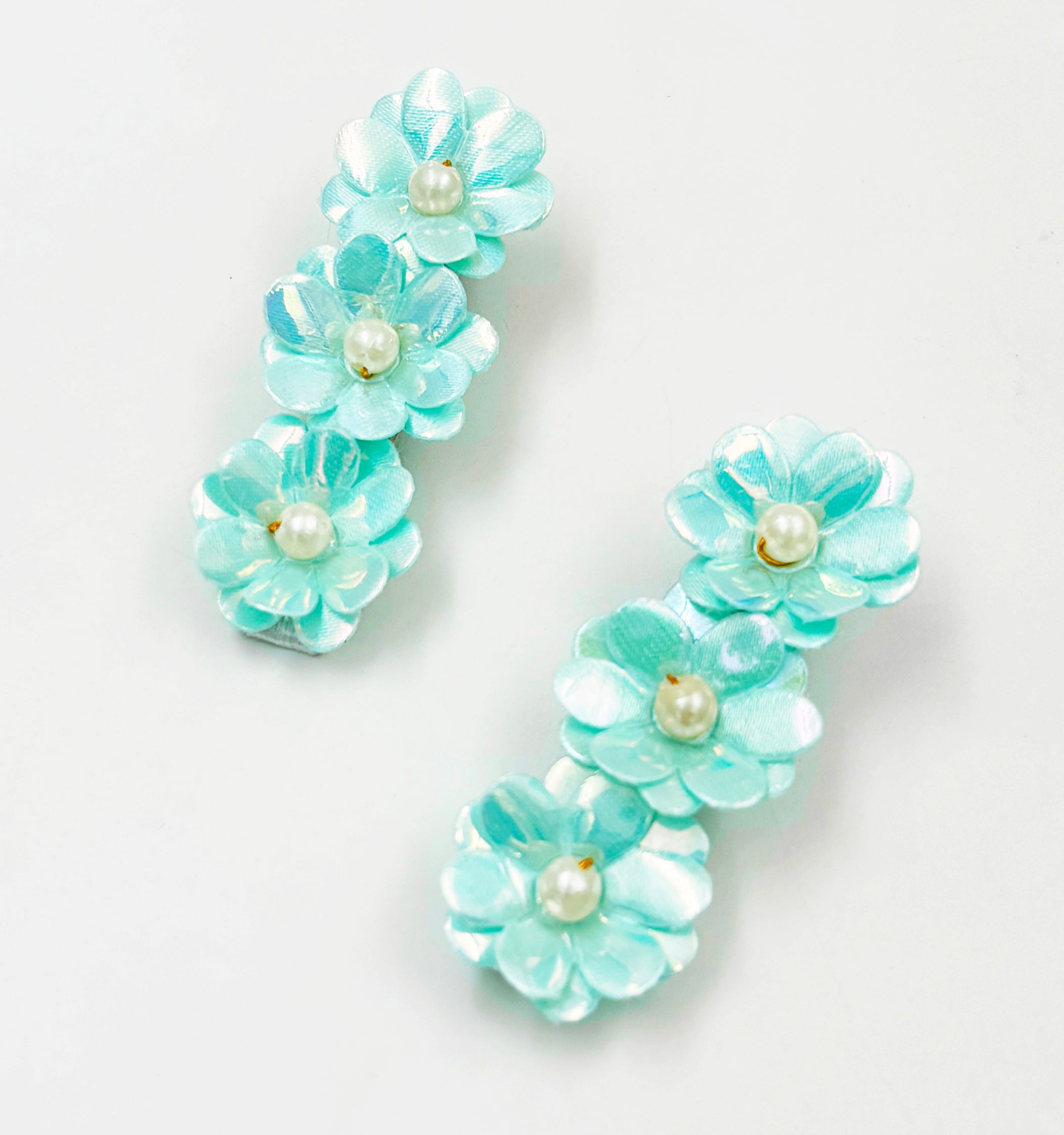 Image of Glam Floral Hair Clips - Aqua Blue