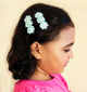 Kids Glam Floral Hair Clips - Aqua Blue