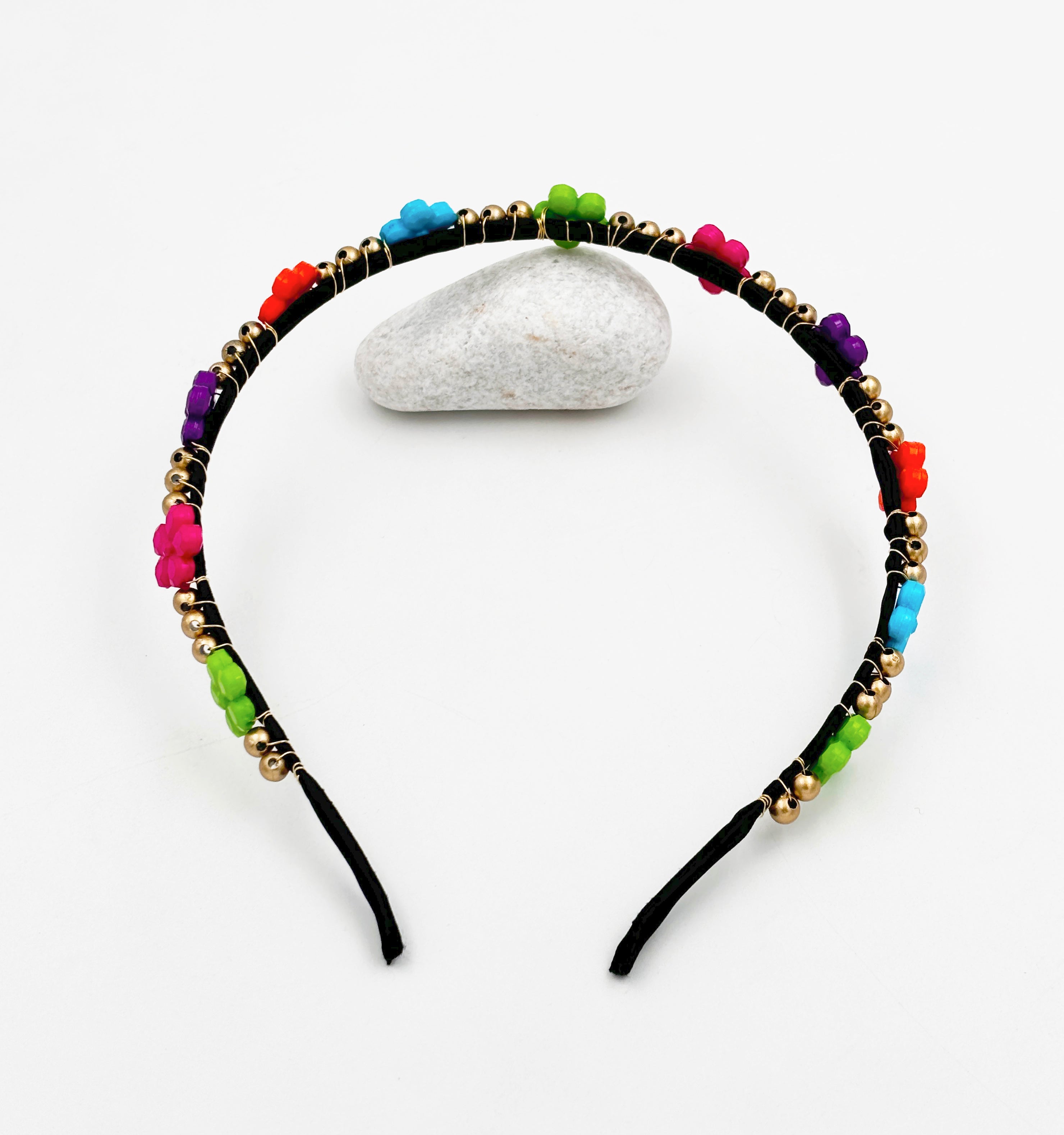 Image of Glam Flower Beads Detailed Hairband - Multicolor