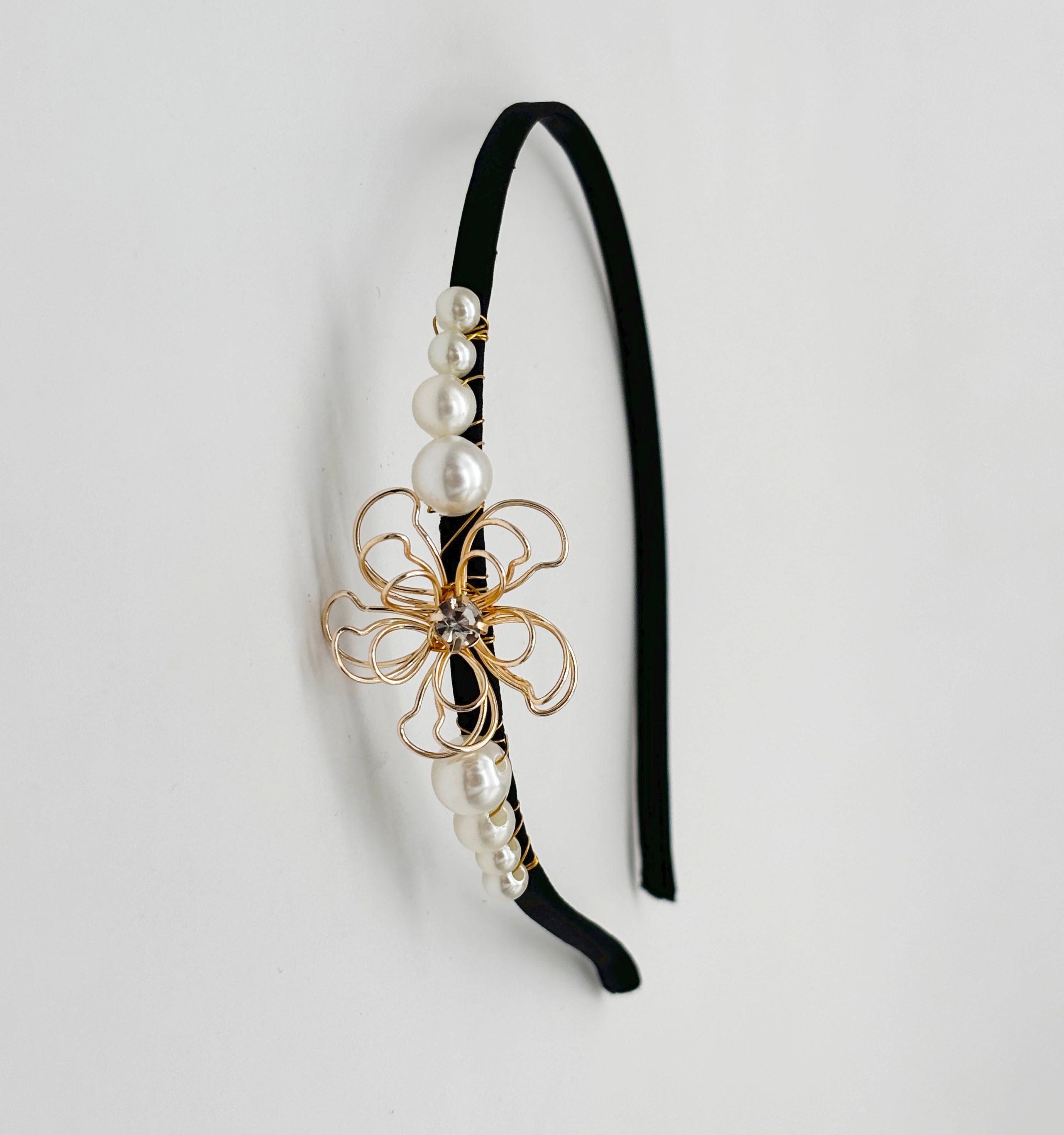 Pearls Metal Wire Flower Hairband
