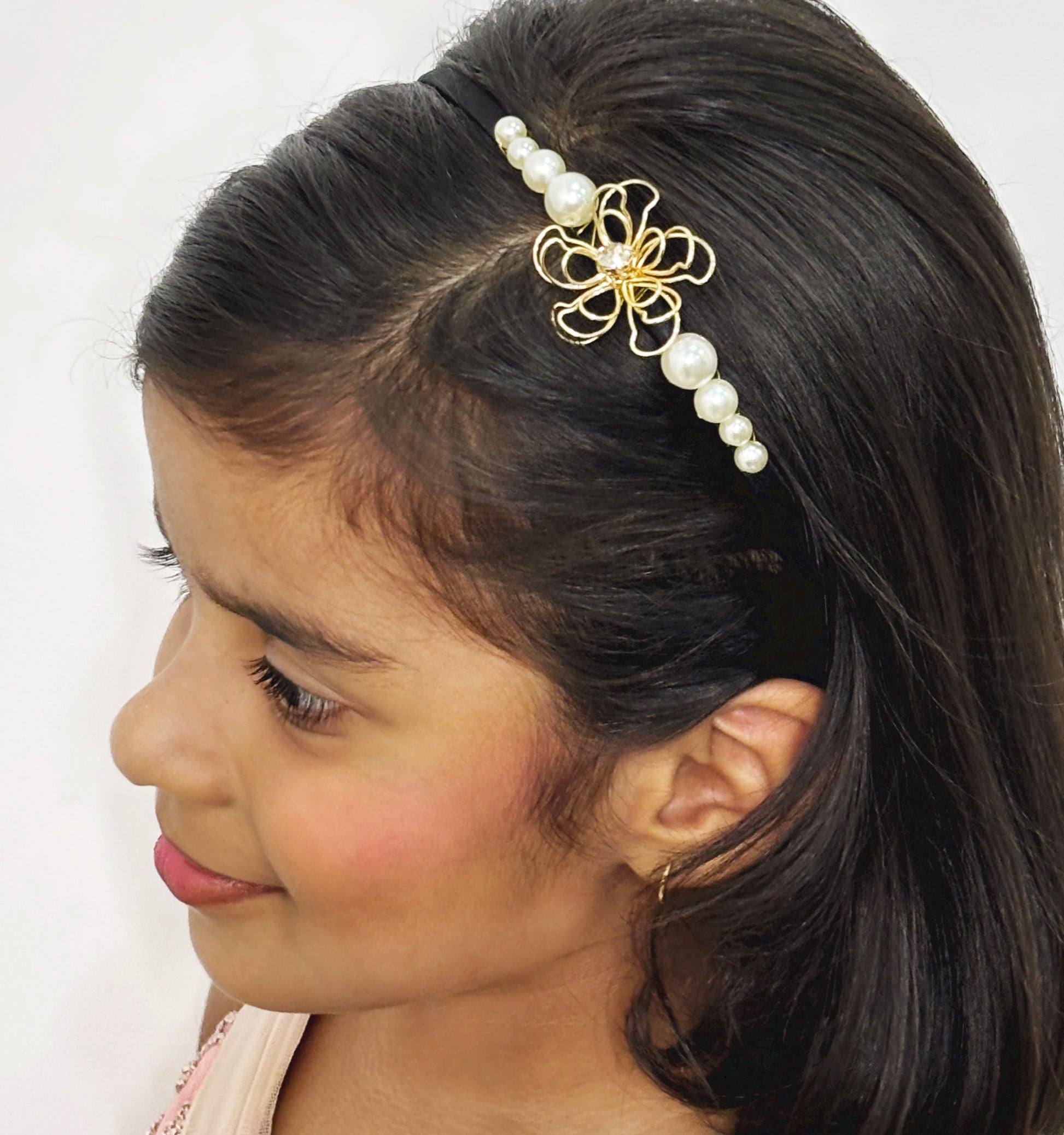 Pearls Metal Wire Flower Hairband