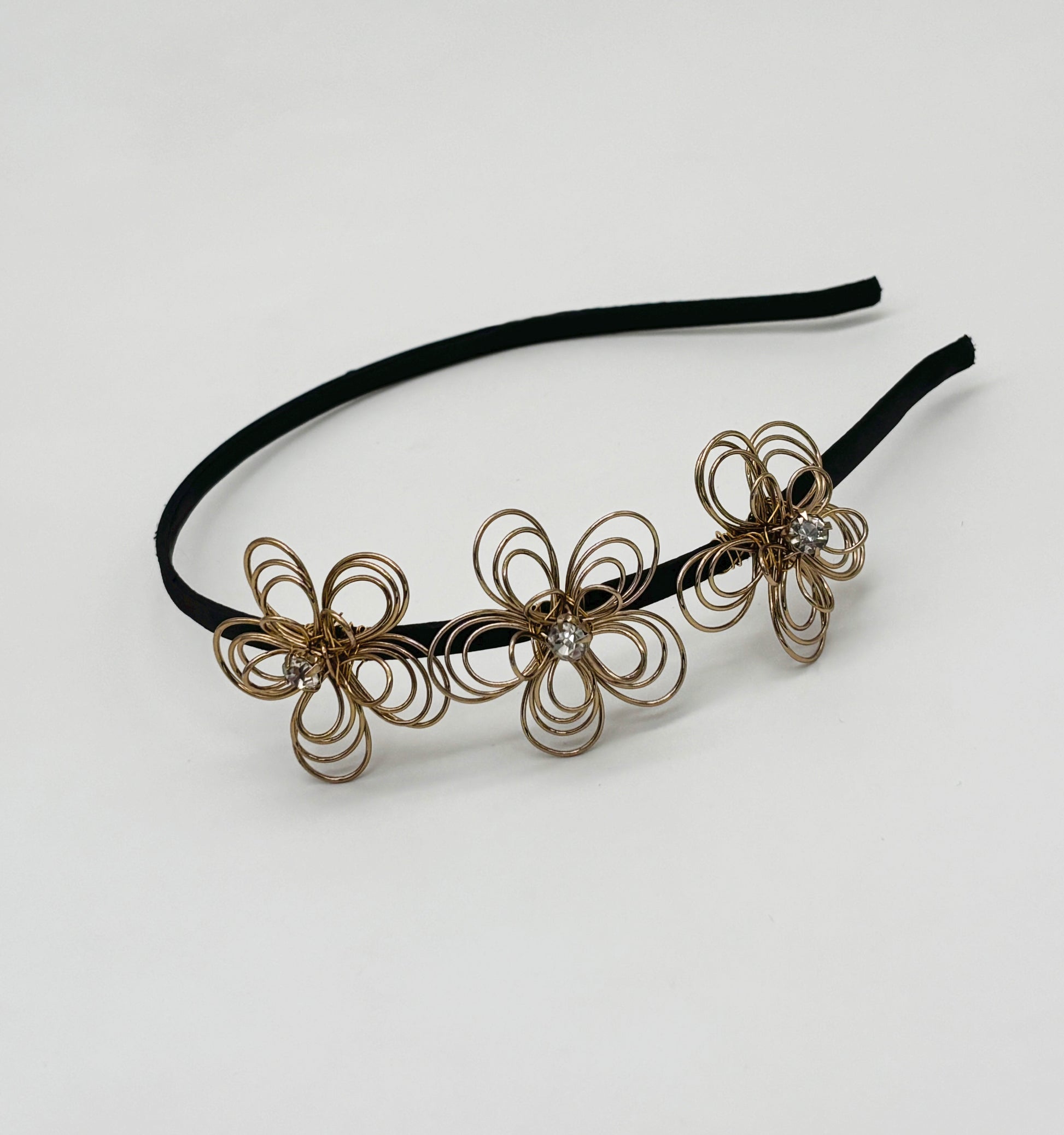 Wire Flowers & Crystal Embellished Hairband