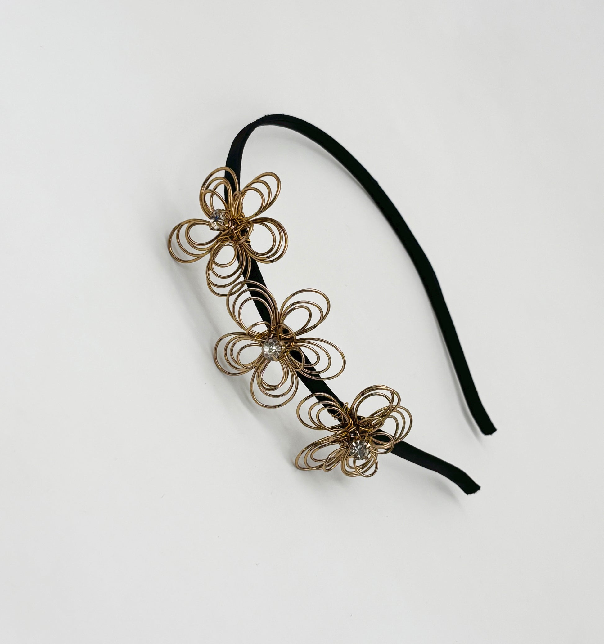 Wire Flowers & Crystal Embellished Hairband