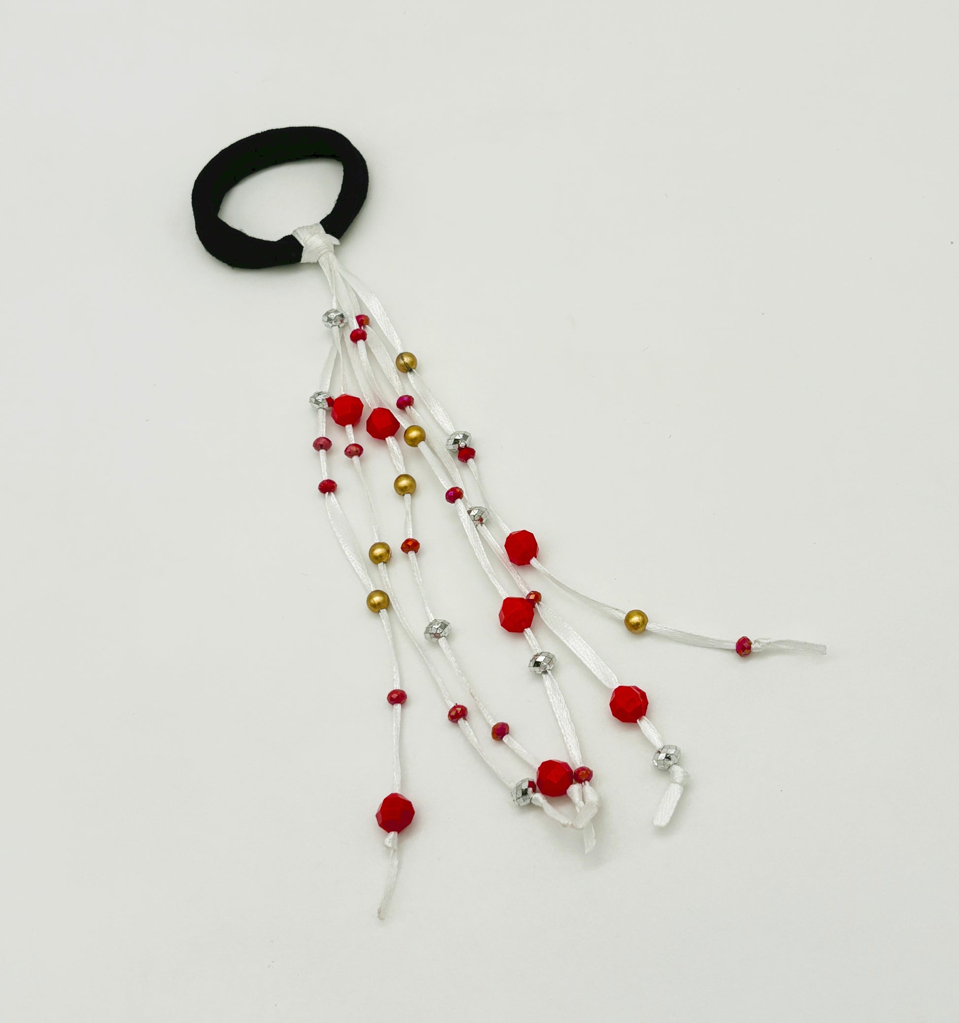 Beaded Dangling Ribbons Rubberband