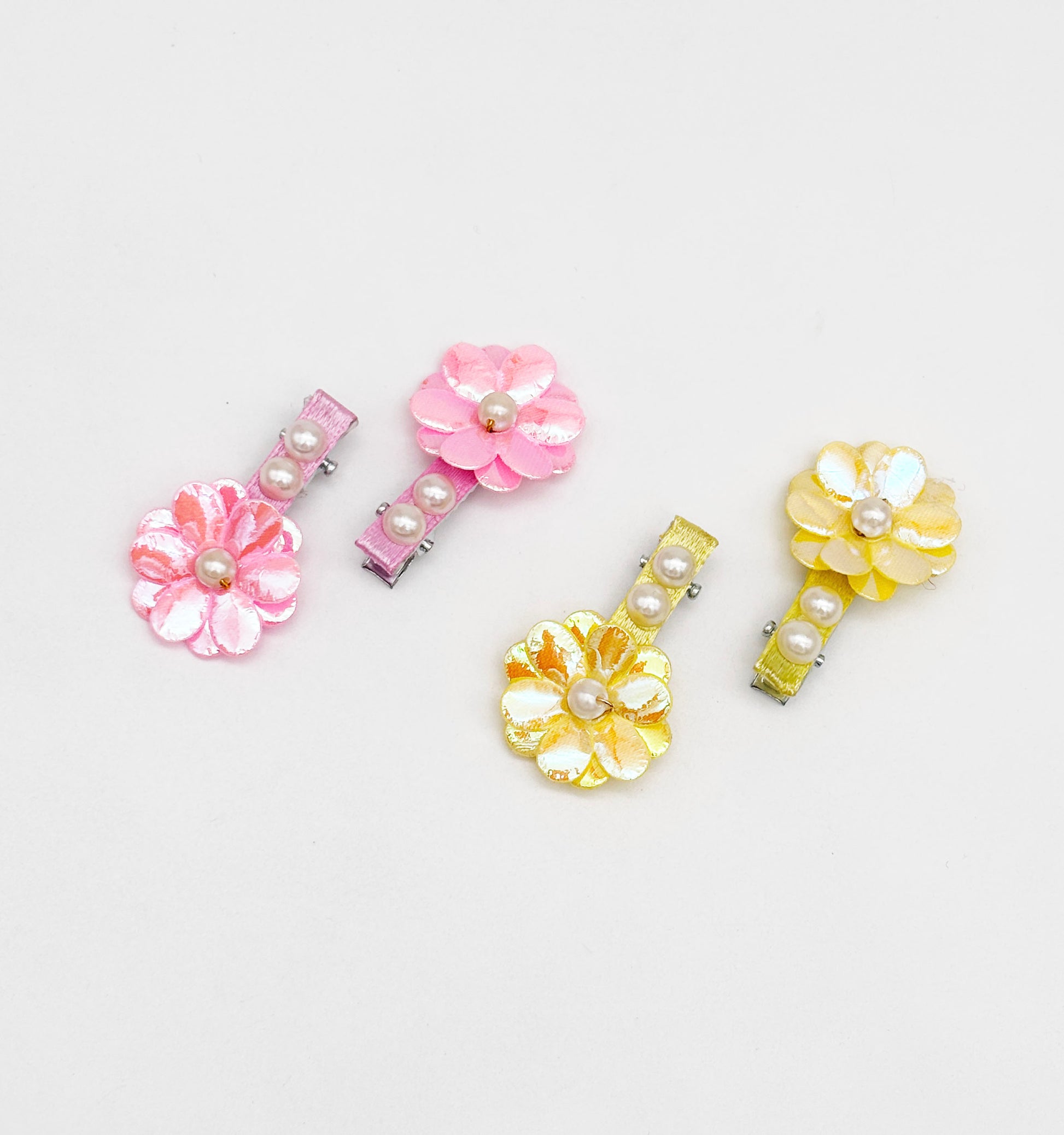 Pearly Metallic Floral 2 Pairs of Baby Hair Clips