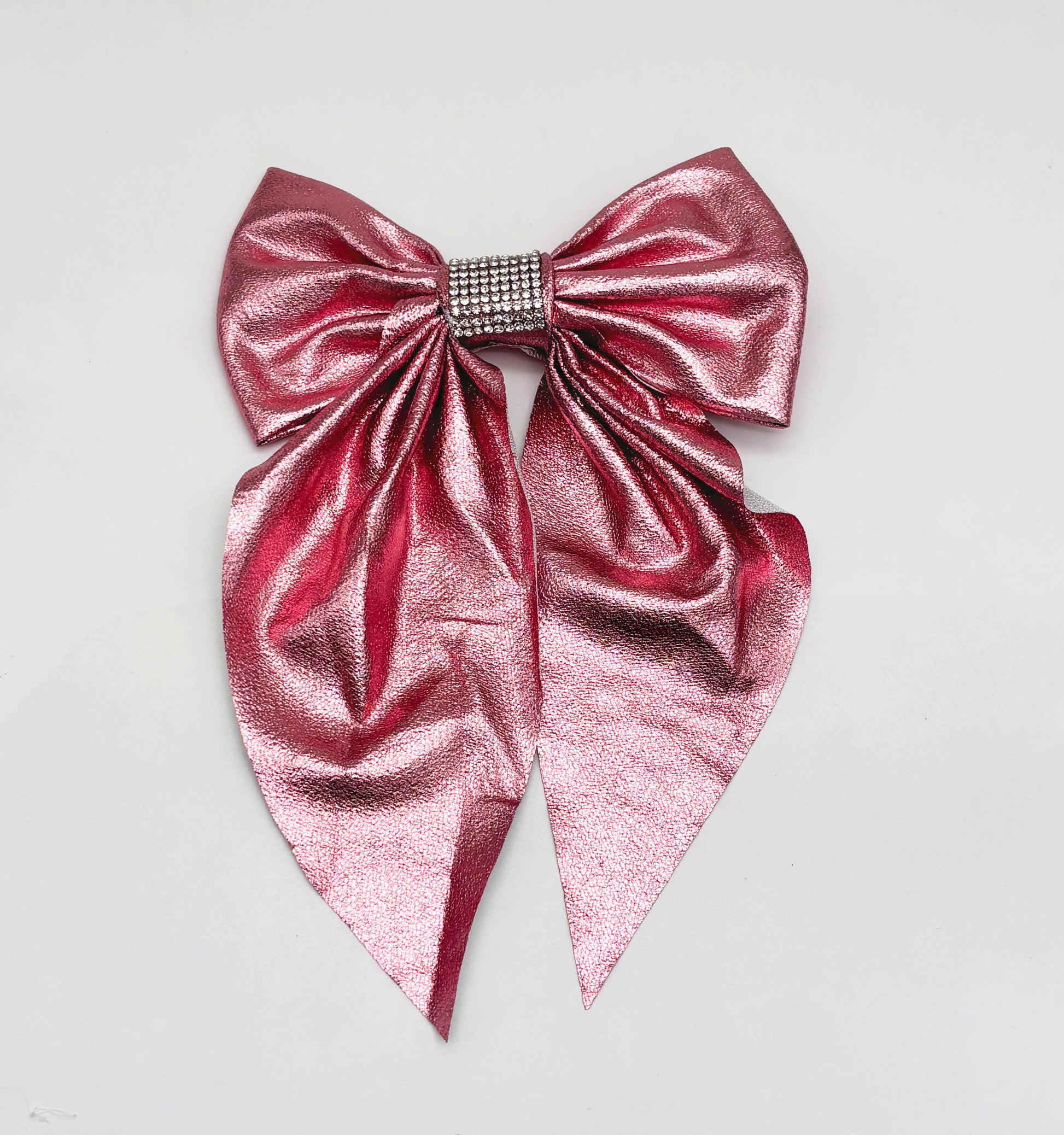Metallic Bow Clip- Pink
