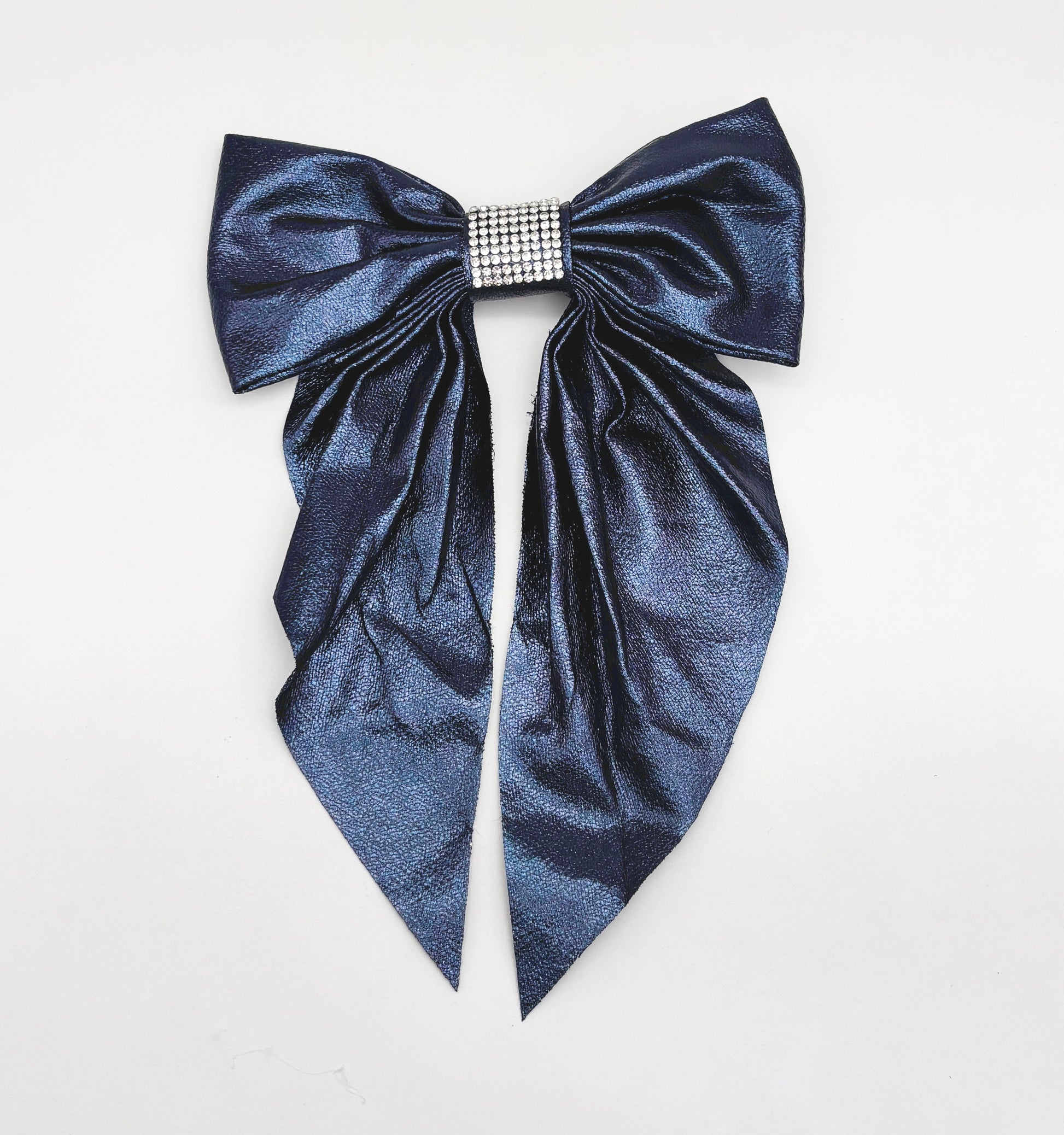 Metallic Bow Clip- Navy Blue