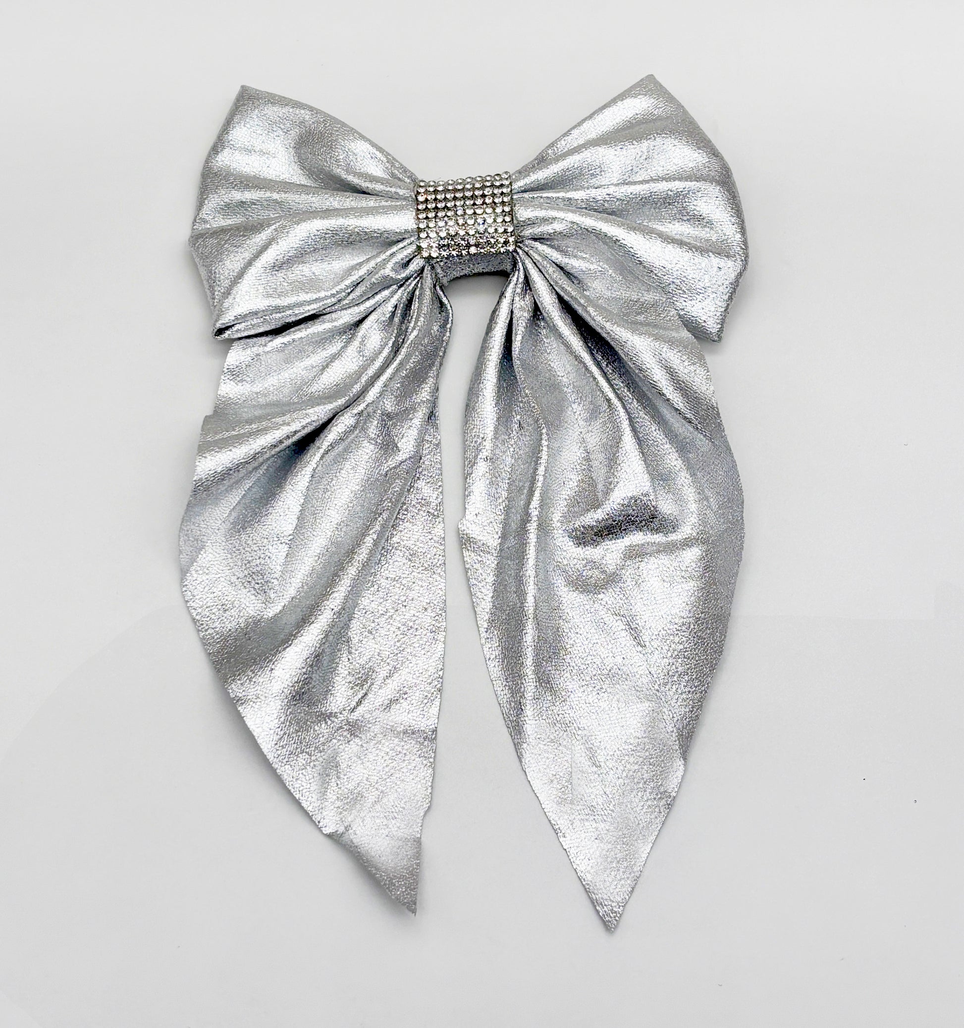 Metallic Bow Clip- Silver