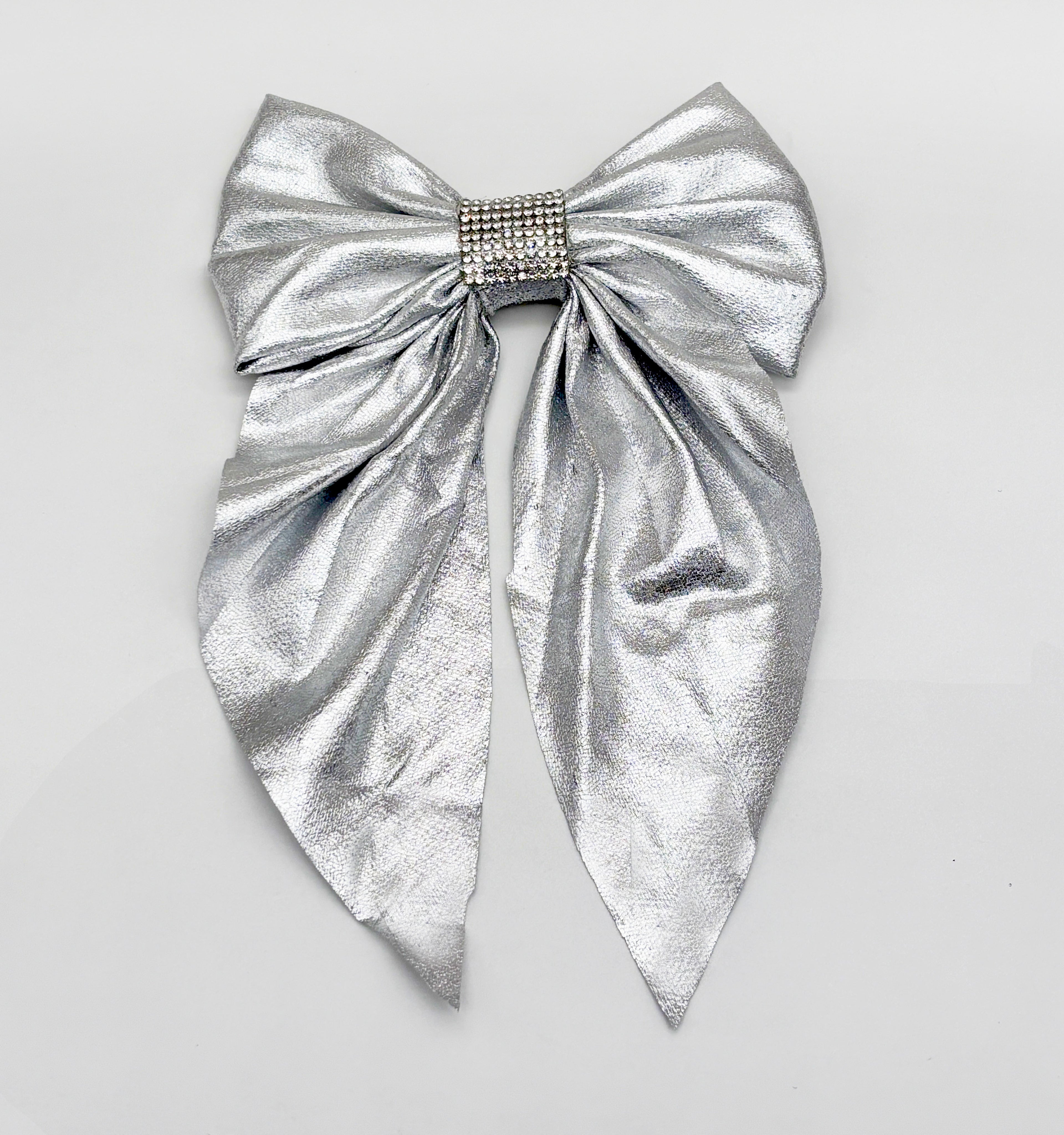 Metallic Bow Clip- Silver