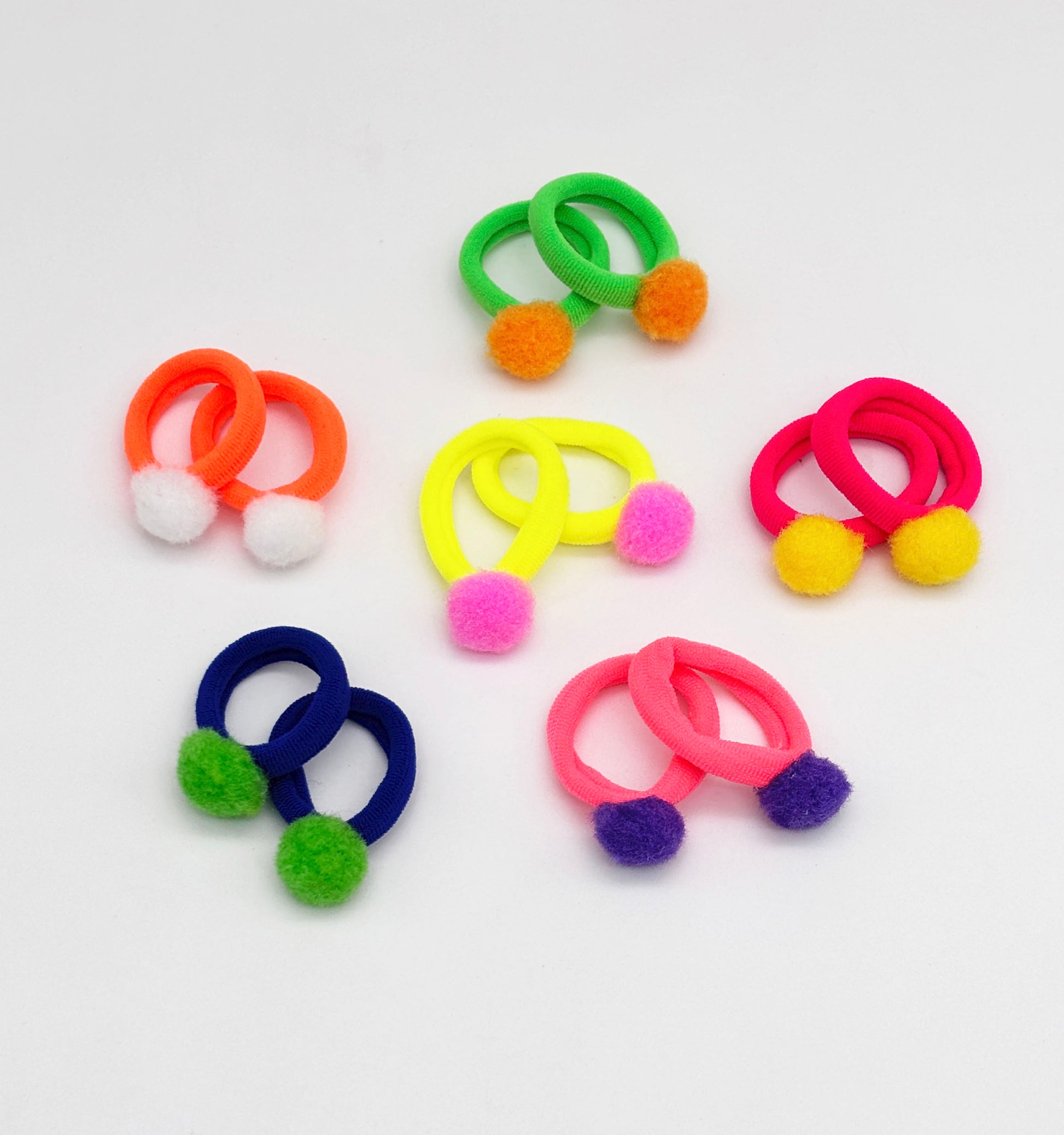 Neon Pom Pom Rubberband Set of 12