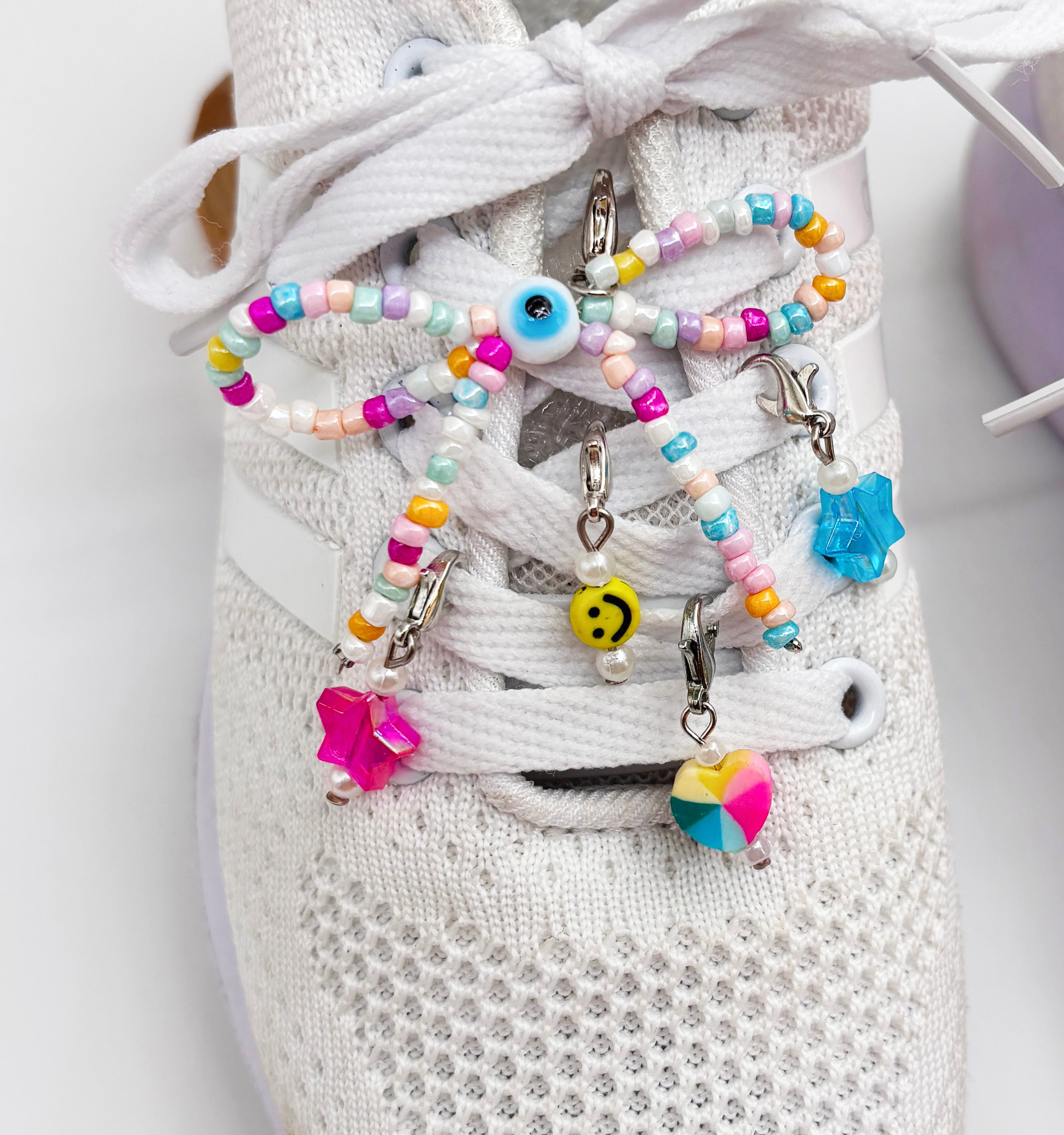 Image of Evil Eye Beaded Bows Shoe Charms Set