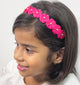 Kids Floral Tiara Hairband - Dark Pink