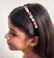 Kids Crystals & Pearls Jewelled Hairband - Dark Pink
