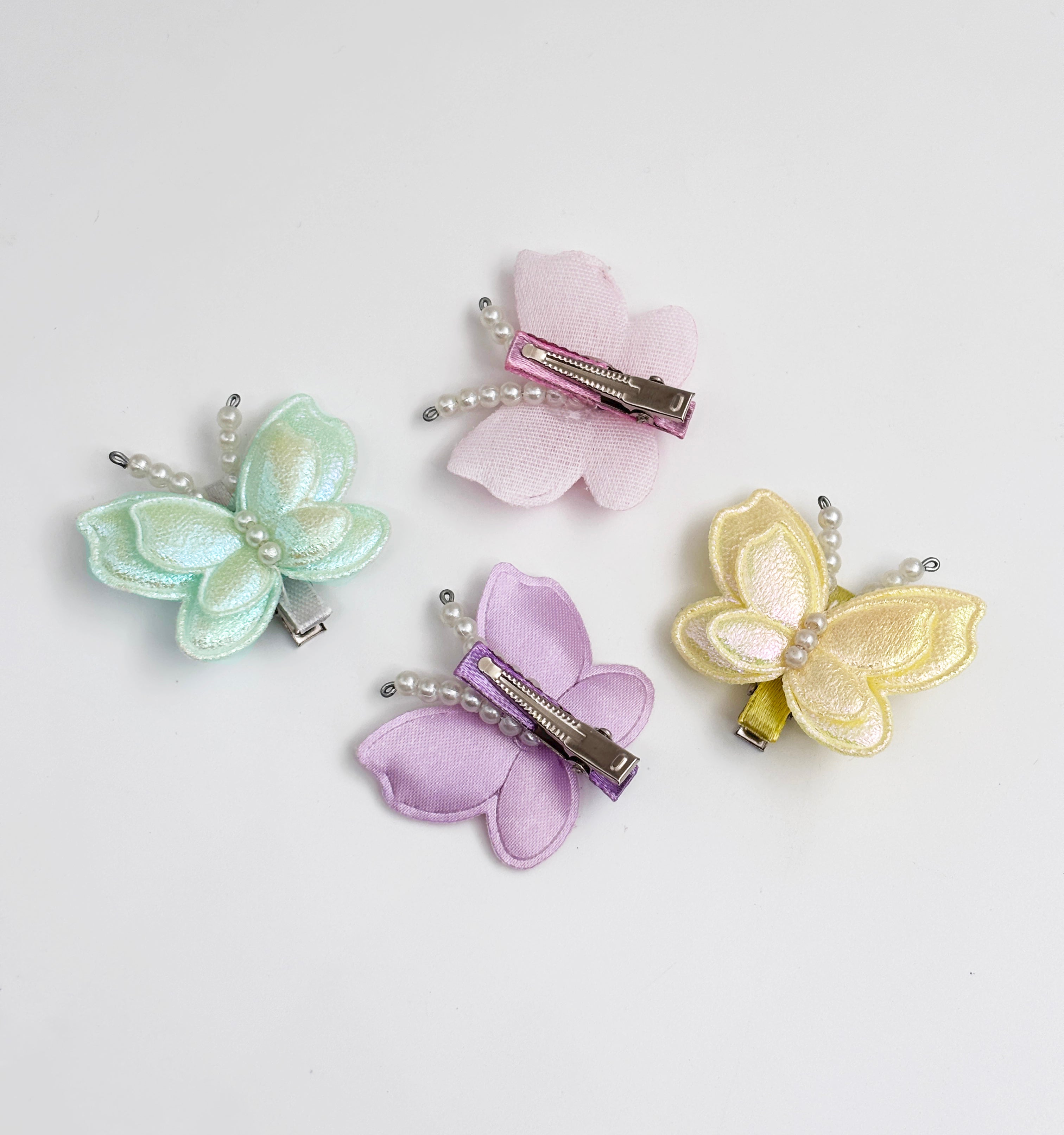 Pearls & Butterfly Applique Baby Clips